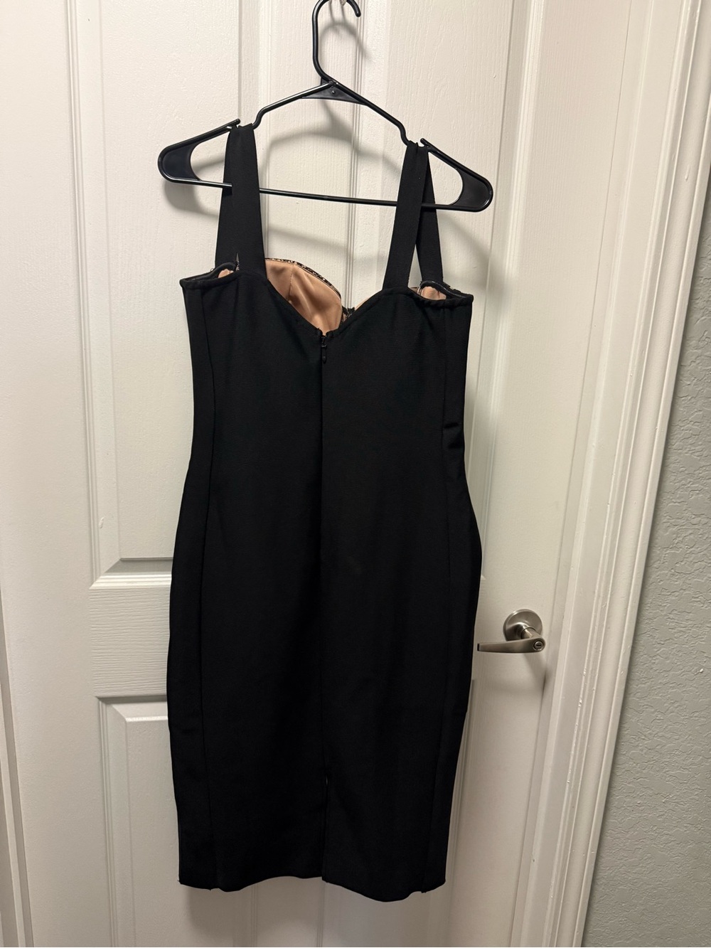 Fashion Nova Black & Nude Lace Midi Sheath Dress - Picture 3 of 5
